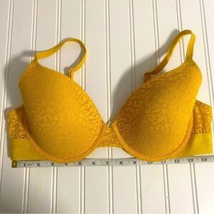 Victoria Secret ‘Love Pink’ Padded Yellow Lace Underwired T-shirt Bra No Size Tg